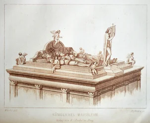 Illustration aus dem Buch Der Dom zu Prag von 1858, die die Gräber der Könige in der St.-Veits-Kathedrale zeigt
